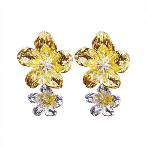 Zinc Alloy Stud Earring, fashion jewelry & for woman & two tone [
