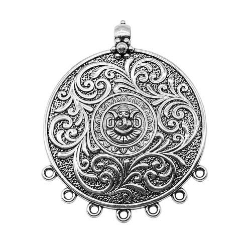 Zinc Alloy Charm Connector, Flat Round, antique silver color plated, vintage & fashion jewelry & DIY & 1/7 loop 