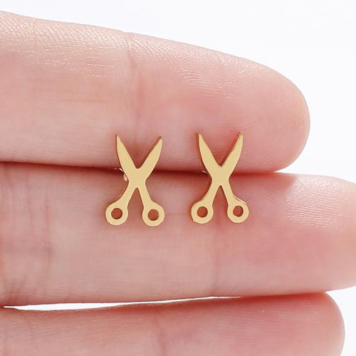 Stainless Steel Stud Earring, 304 Stainless Steel, Scissors, Vacuum Ion Plating, fashion jewelry & for woman 
