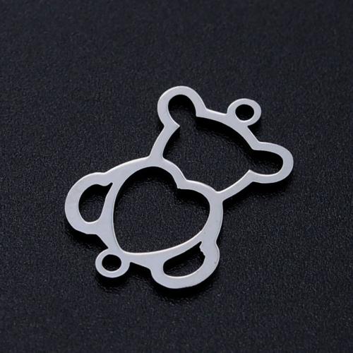 Titanium Steel Pendants, Bear, Vacuum Ion Plating, fashion jewelry & DIY & 1/1 loop & hollow 