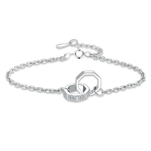 Cubic Zirconia Micro Pave Sterling Silver Bracelet, 925 Sterling Silver, with 3cm extender chain, fashion jewelry & micro pave cubic zirconia & for woman Approx 16 cm 