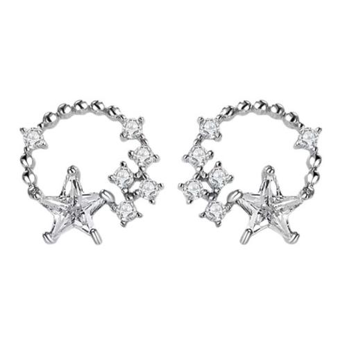 Silver Earring Zircon pavent Sterling, Argent sterling 925, bijoux de mode & pavé de micro zircon & pour femme Vendu par paire