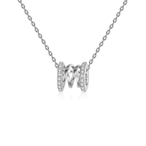 Zirkonia Mikro pflastern Sterlingsilber-Halskette, 925er Sterling Silber, mit Verlängerungskettchen von 5cm, Modeschmuck & Micro pave Zirkonia & für Frau, keine, Länge:ca. 40 cm, verkauft von PC
