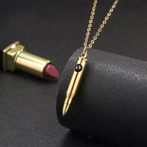 Titanium Steel Jewelry Necklace, Bullet, fashion jewelry & Unisex Approx 45 cm 
