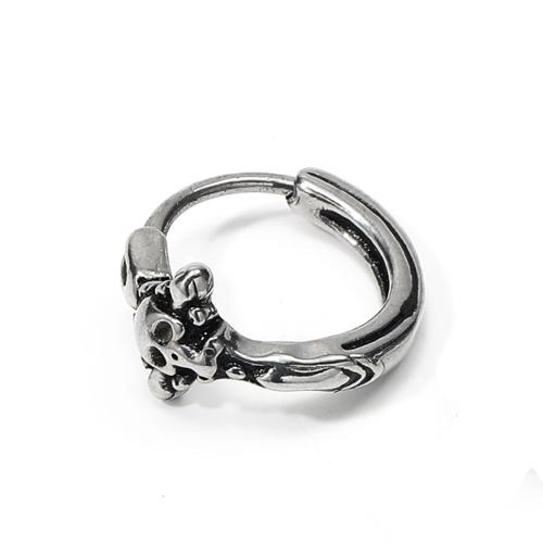 Stainless Steel Huggie Hoop Earring, 304 Stainless Steel, Skull, fashion jewelry & for man, original color 