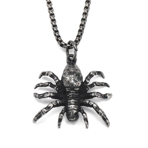 Stainless Steel Jewelry Necklace, 304 Stainless Steel, Spider, Antique finish, fashion jewelry & for man 