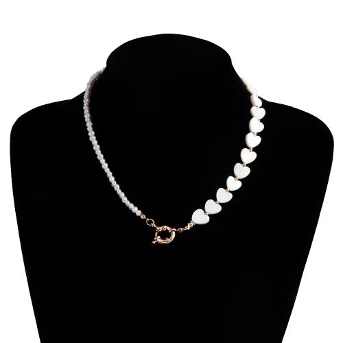 Zinc Alloy Necklace, with Shell, gold color plated & for woman 