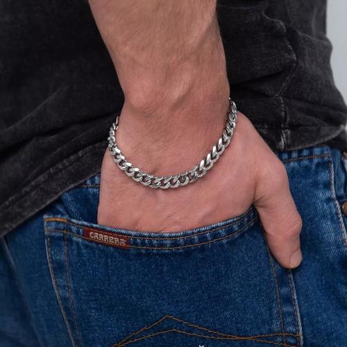 Moda pulseras de la aleación de Zinc, chapado en color de plata, para hombre, Vendido por UD