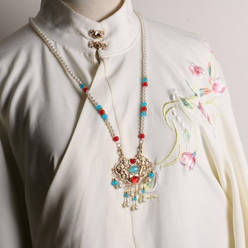 Mode Statement Halskette, Zinklegierung, mit Harz, Langlebigkeit Lock, silberfarben plattiert, für Frau, gemischte Farben, Länge:60 cm, verkauft von PC[