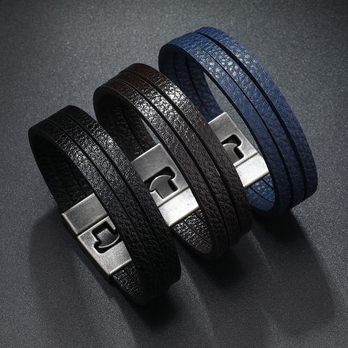 PU Leather Cord Bracelets, Zinc Alloy, with PU Leather, fashion jewelry & multilayer & Unisex .5cm cm [