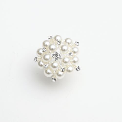 Plastic Pearl Zinc Alloy Finger Ring, with Plastic Pearl, plated, fashion jewelry & for woman & with rhinestone 