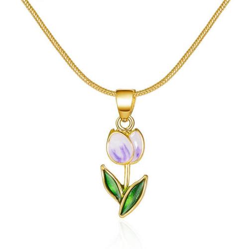 Enamel Zinc Alloy Necklace, plated, for woman 