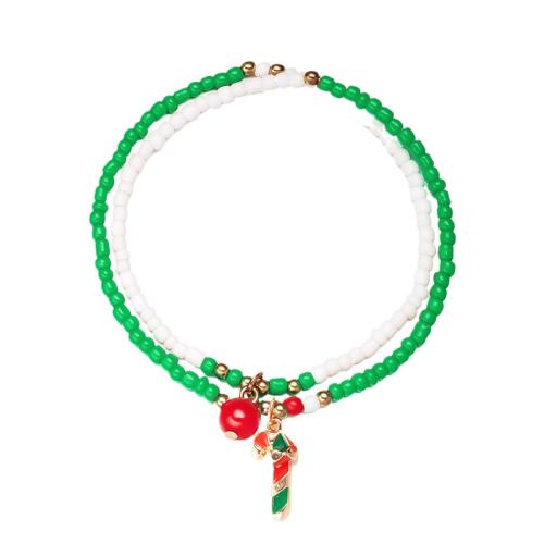 Enamel Zinc Alloy Bracelets, with Seedbead, Christmas Design & for woman 