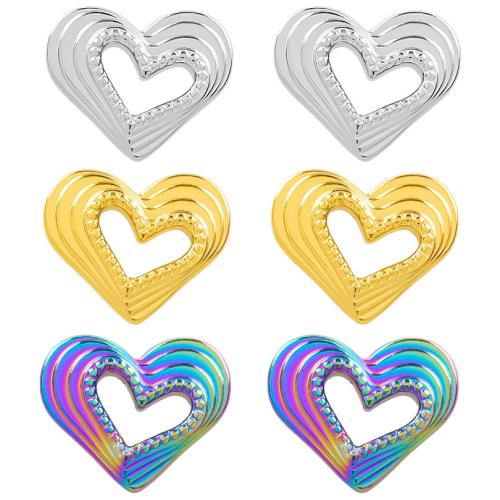 Stainless Steel Heart Pendants, 304 Stainless Steel, Vacuum Ion Plating, fashion jewelry & DIY & hollow 