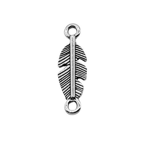 Zinc Alloy Charm Connector, Feather, plated, vintage & fashion jewelry & DIY & 1/1 loop 