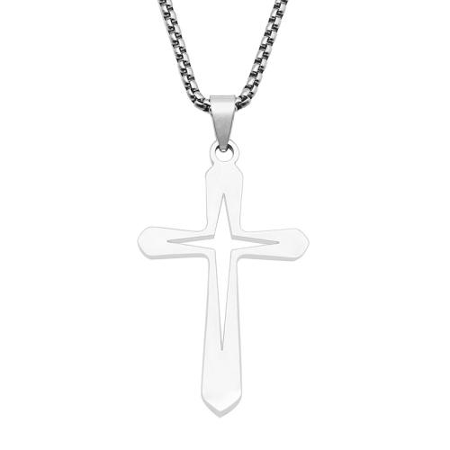 Stainless Steel Jewelry Necklace, 304 Stainless Steel, Cross, polished, fashion jewelry & for man, original color Approx 60 cm 
