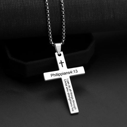 Stainless Steel Jewelry Necklace, 304 Stainless Steel, Cross, polished, fashion jewelry & Unisex, original color Approx 60 cm 