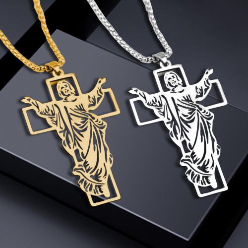 Stainless Steel Jewelry Necklace, 304 Stainless Steel, Cross, fashion jewelry & Unisex Approx 60 cm 