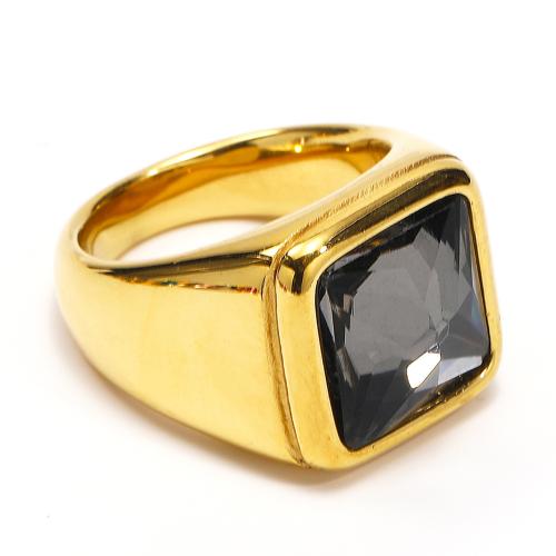 Нержавеющая сталь Rhinestone палец кольцо, Нержавеющая сталь 304, Квадратная форма, вакуумное ионное покрытие, ювелирные изделия моды & разный размер для выбора & Мужский & со стразами, Много цветов для выбора, продается PC