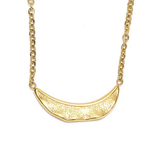Edelstahl Schmuck Halskette, 304 Edelstahl, Mond, Vakuum-Ionen-Beschichtung, Modeschmuck & für Frau, goldfarben, 25x13mm, Länge:ca. 45 cm, verkauft von PC