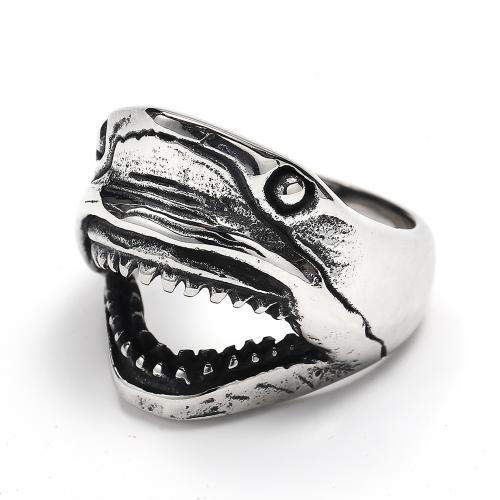 Stainless Steel Finger Ring, 304 Stainless Steel, Shark, fashion jewelry & for man, original color 