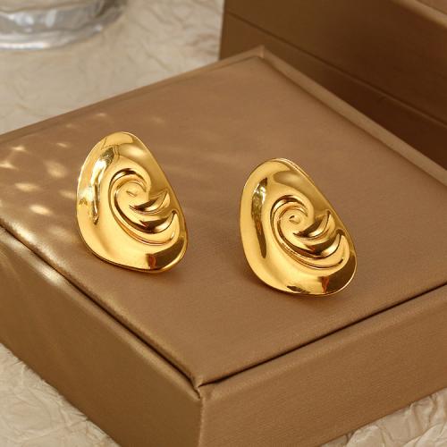 Edelstahl Stud Ohrring, 304 Edelstahl, goldfarben plattiert, für Frau, verkauft von Paar