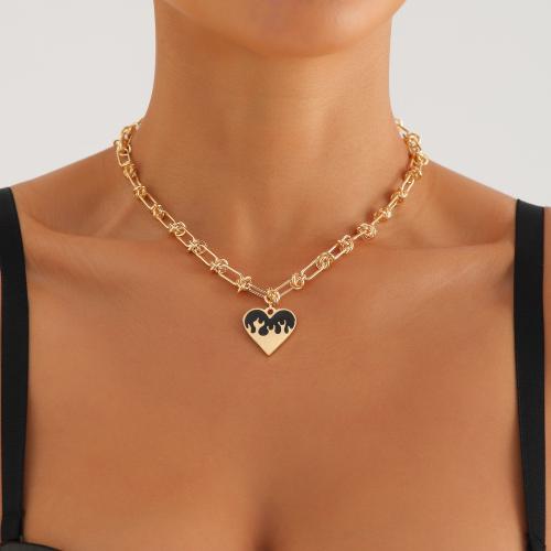 Emaille Zink Legierung Halskette, Zinklegierung, Herz, plattiert, für Frau, keine, verkauft von PC