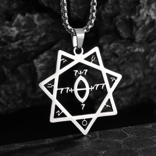 Stainless Steel Jewelry Necklace, 304 Stainless Steel, Hexagram, plated, fashion jewelry, silver color cm 
