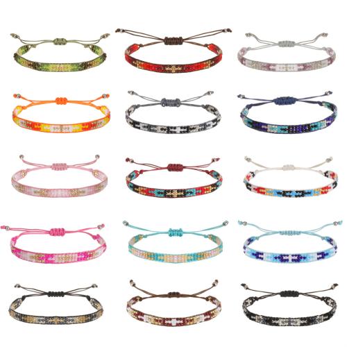 Glass Seed Beads Bracelets, Seedbead, with Wax Cord, handmade, fashion jewelry & for woman Approx 17-23 cm 