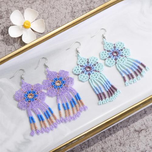 Glass Seed Beads Earring, Seedbead, Flower, handmade, fashion jewelry & for woman 70mm 