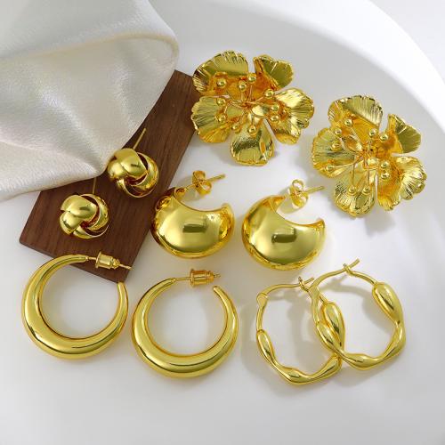 真鍮のスタッドのイヤリング, 銅, メッキ, 異なるスタイルを選択 & 女性用, 金色, 売り手 ペア