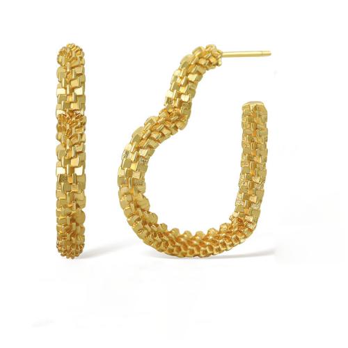 Brass Stud Earring, plated & for woman, golden 