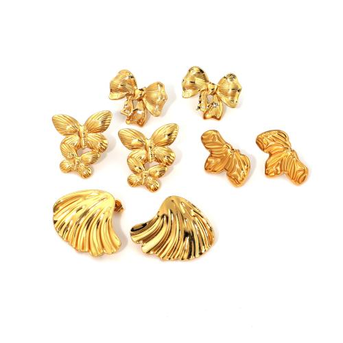Edelstahl Stud Ohrring, 304 Edelstahl, plattiert, verschiedene Stile für Wahl & für Frau, goldfarben, verkauft von Paar