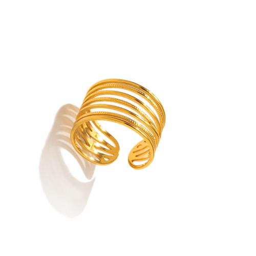 Edelstahl Fingerring, 304 Edelstahl, plattiert, für Frau, goldfarben, Größe:7, verkauft von PC