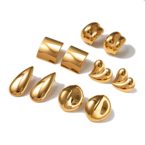 Stainless Steel Stud Earring, 304 Stainless Steel, plated & for woman, golden 