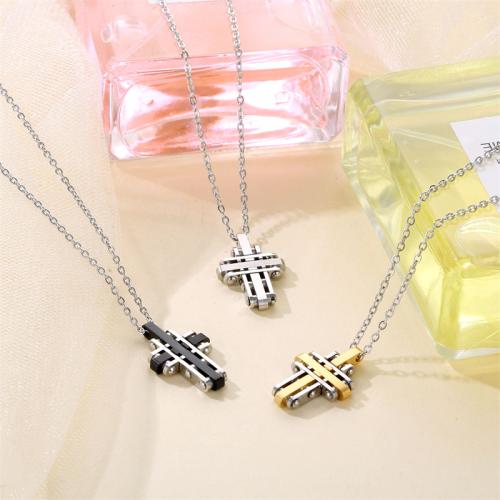 Titanium Steel Jewelry Necklace, Cross, plated, Unisex Approx 41-50 cm 