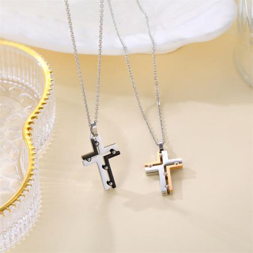 Titan Schmuck Halskette, Titanstahl, Kreuz, plattiert, unisex, keine, Länge:ca. 41-50 cm, verkauft von PC