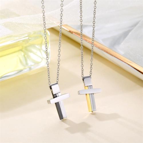 Titanium Steel Jewelry Necklace, Cross, plated, Unisex Approx 51-60 cm 