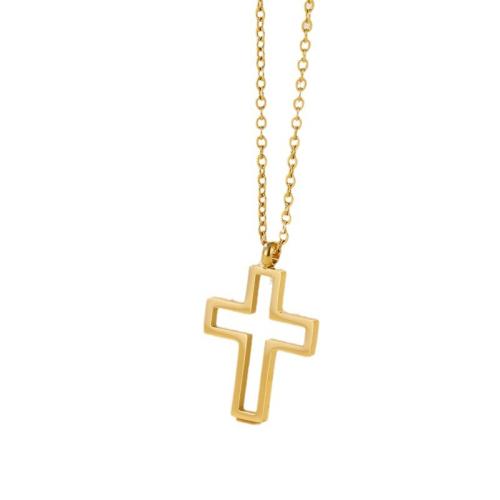 Titanium Steel Jewelry Necklace, Cross, plated, Unisex Approx 41-50 cm 