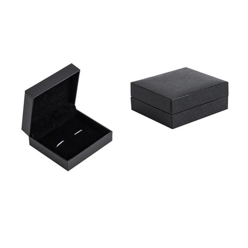 Plástico Caja de regalo De Cufflinks, Portátil & Polvo, Negro, 77x67x33mm, Vendido por UD[