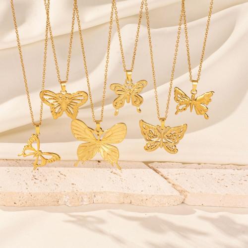 Stainless Steel Jewelry Necklace, 304 Stainless Steel, with 5cm extender chain, Butterfly, Vacuum Ion Plating, fashion jewelry & Unisex Approx 40 cm 