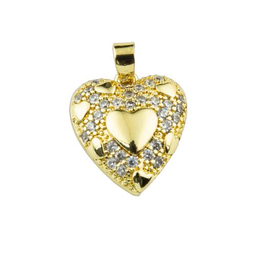 Cubic Zirconia Micro Pave Sterling Silver Pendant, 925 Sterling Silver, Heart, DIY & micro pave cubic zirconia Approx 3mm 