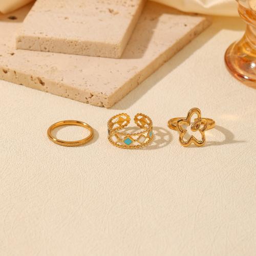 Ring Set, 304 Stainless Steel, three pieces & fashion jewelry & for woman, golden 