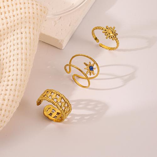 Ring Set, 304 Stainless Steel, three pieces & fashion jewelry & Unisex, golden [