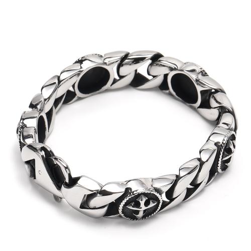 Stainless Steel Chain Bracelets, 304 Stainless Steel, punk style & for man, original color, 16mm cm 
