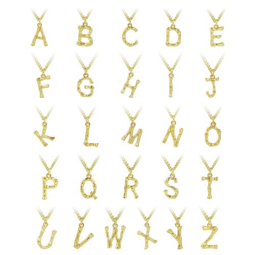 Zinc Alloy Necklace, with 7cm extender chain, Alphabet Letter, fashion jewelry & for woman, gold cm [