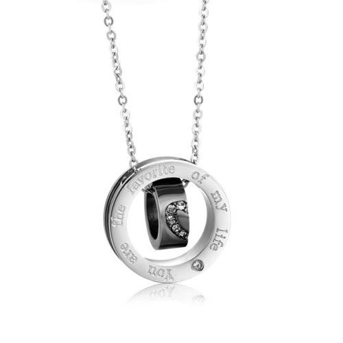Titanium Steel Jewelry Necklace, plated, Unisex & micro pave cubic zirconia Approx 41-50 cm 