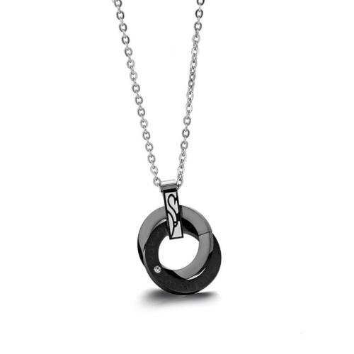 Titanium Steel Jewelry Necklace, plated, Unisex & micro pave cubic zirconia 