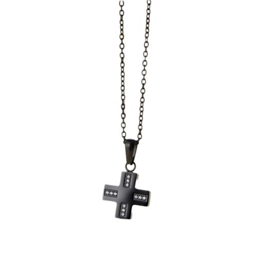 Titan Schmuck Halskette, Titanstahl, Kreuz, plattiert, unisex & Micro pave Zirkonia, keine, Länge:ca. 41-50 cm, verkauft von PC
