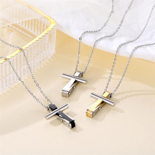 Titanium Steel Jewelry Necklace, Cross, plated, Unisex 
